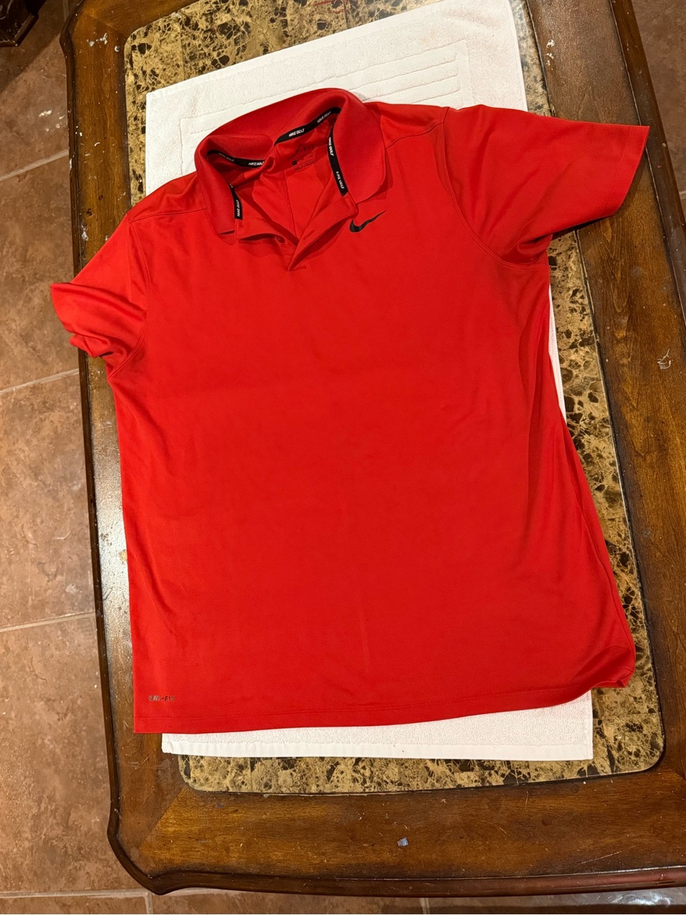 Nike Red Short-Sleeve Polo with Black Swoosh